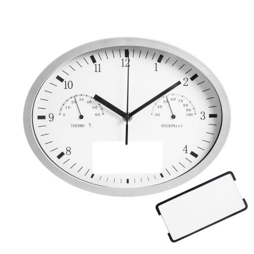 Часы настенные INSERT3 с термометром и гигрометром, белые