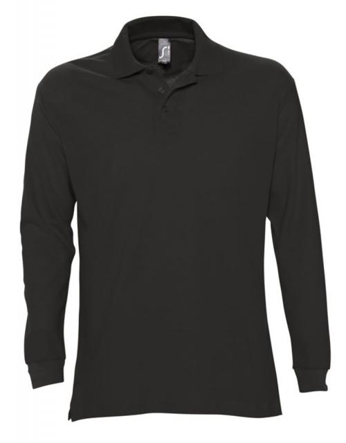 Рубашка поло мужская с длинным рукавом Star 170, черная, размер L