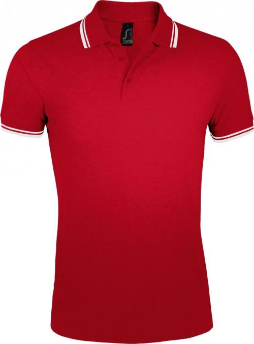Рубашка поло мужская Pasadena Men 200 с контрастной отделкой красная с белым, размер S
