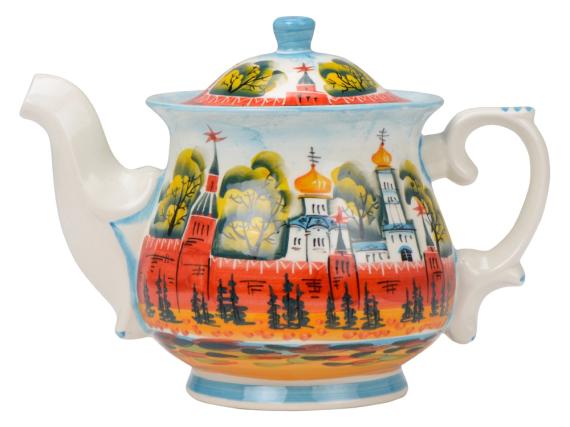 Подарочный набор «Кремлевский»: кукла на чайник, чайник заварной с росписью