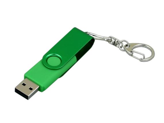 USB 2.0- флешка промо на 16 Гб с поворотным механизмом и однотонным металлическим клипом