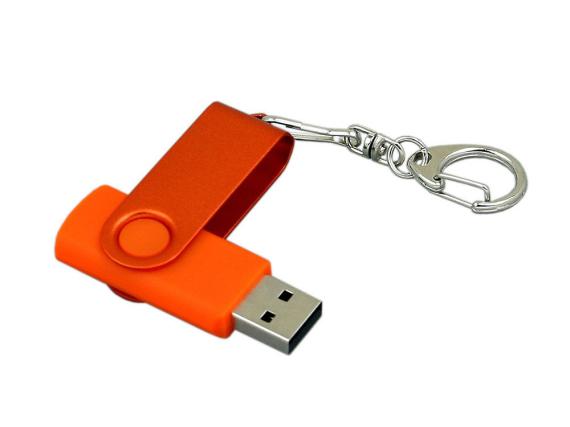 USB 3.0- флешка промо на 128 Гб с поворотным механизмом и однотонным металлическим клипом