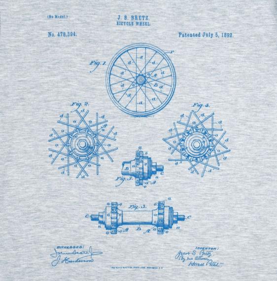 Футболка приталенная Old Patents. Wheel, голубой меланж, размер S