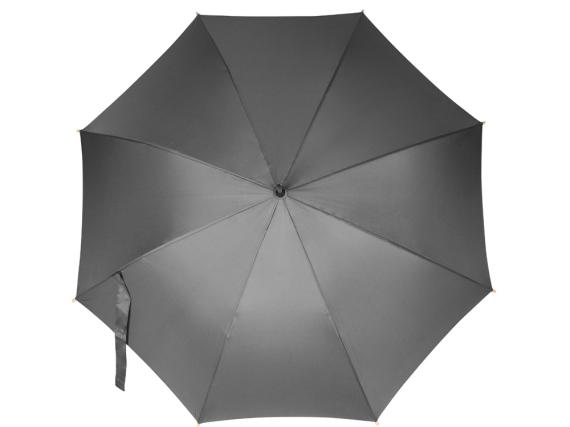 Зонт-трость «Okobrella» с деревянной ручкой и куполом из переработанного пластика