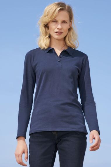 Рубашка поло женская с длинным рукавом Perfect LSL Women темно-синяя, размер M