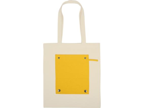 Складная хлопковая сумка для шопинга «Gross» с карманом, 180 г/м2