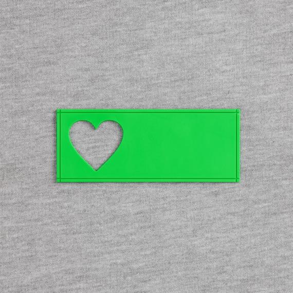 Лейбл из ПВХ с вырезом «Сердце», зеленый неон