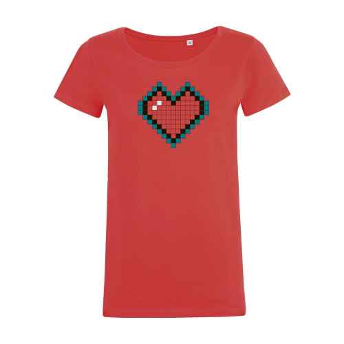 Футболка женская Pixel Heart, красная, размер XL