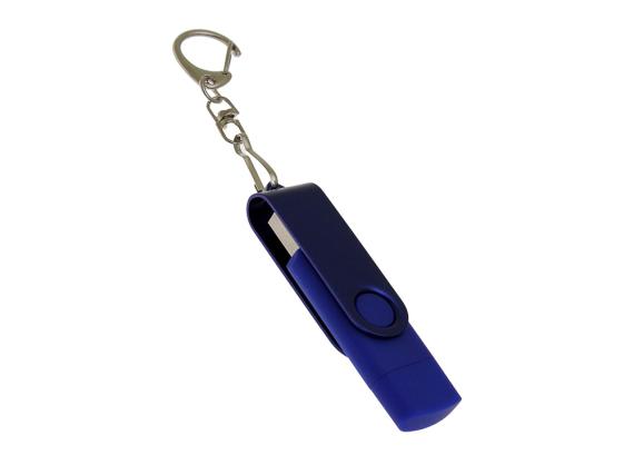 USB 2.0- флешка на 16 Гб с поворотным механизмом и дополнительным разъемом Type-C