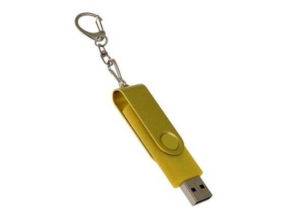 USB 2.0- флешка на 32 Гб с поворотным механизмом и дополнительным разъемом Type-C