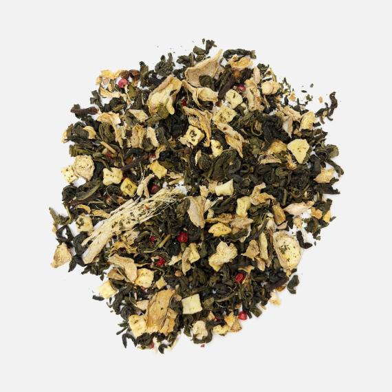Чай «Сокочай», зеленый с соком имбиря, яблоком, гвоздикой и розовым перцем