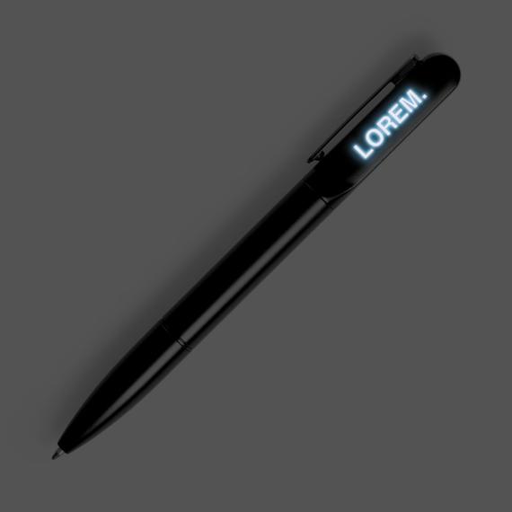 Ручка шариковая Lucenti с подсветкой логотипа, в футляре, черная