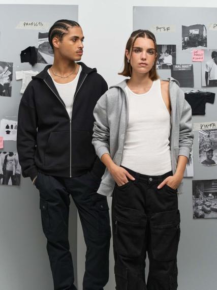 Толстовка унисекс на молнии Jelo, серый меланж, размер XS