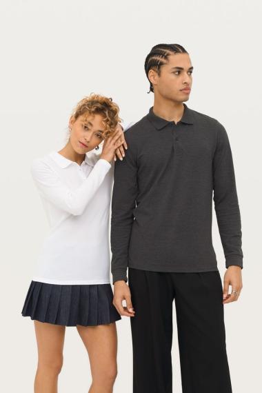 Рубашка поло мужская с длинным рукавом Perfect LSL Men белая, размер S