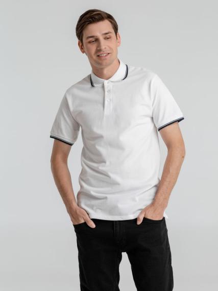 Рубашка поло мужская с контрастной отделкой Practice 270, белый/темно-синий, размер M