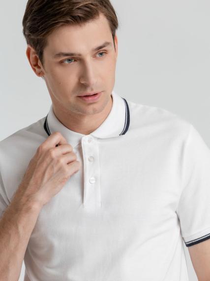 Рубашка поло мужская с контрастной отделкой Practice 270, белый/темно-синий, размер S