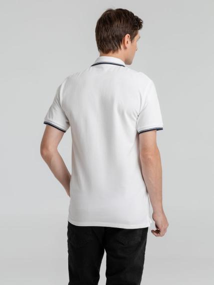 Рубашка поло мужская с контрастной отделкой Practice 270, белый/темно-синий, размер S
