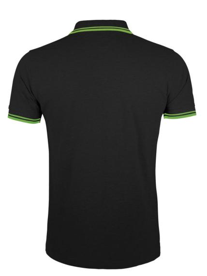 Рубашка поло мужская Pasadena Men 200 с контрастной отделкой, черный/зеленый, размер M