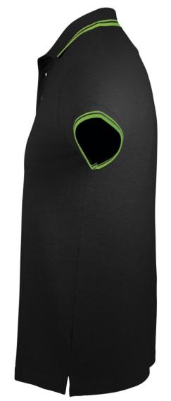 Рубашка поло мужская Pasadena Men 200 с контрастной отделкой черный/зеленый, размер 3XL