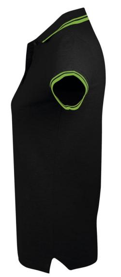 Рубашка поло женская Pasadena Women 200 с контрастной отделкой, черный/зеленый, размер M