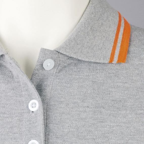 Рубашка поло женская Pasadena Women 200 с контрастной отделкой, серый меланж/оранжевый, размер XL