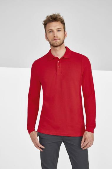 Рубашка поло мужская с длинным рукавом Winter II 210 красная, размер M